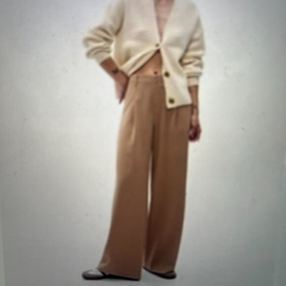 GAP Pleated Wide Leg Trouser Black Women's Size 12 Petite Dress Pant Office Work - Picture 1 of 10